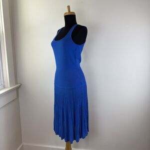 Lauren Ralph Lauren Cobalt Blue DropWaist Sleeveless Tank Dress Ribbed Pleated S